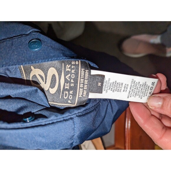 y2k Gear for Sports Medium Down Feather Reversible Navy Beige Quilted Vest - Picture 6 of 6